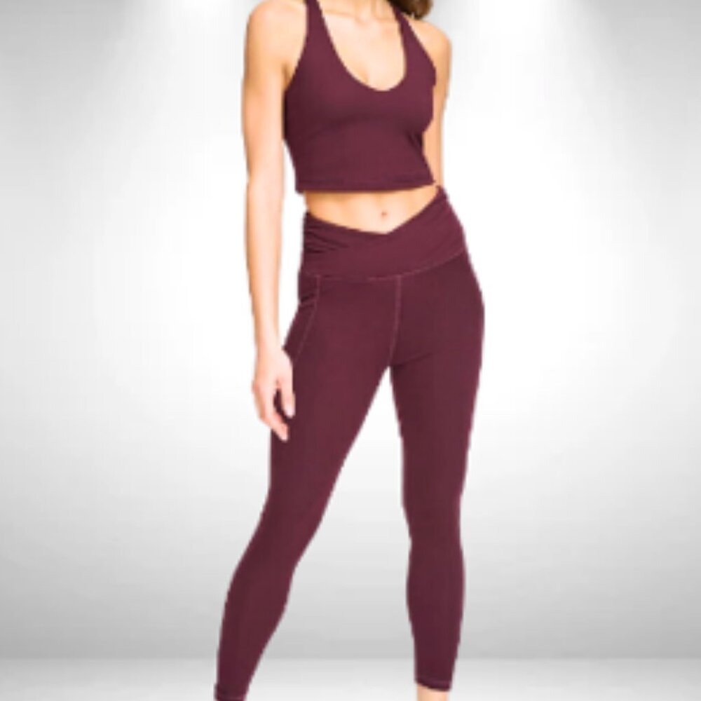 DKNY Women's Maroon Pocketed Leggings,, Pants, Yoga Active-wear